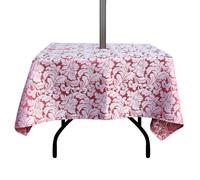 Youngseahome Damasco Mantel al aire libre resistente al agua tela de poliιster cubierta de mesa con cremallera agujero para paraguas para jardνn