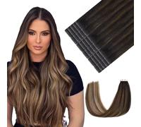 Youngsmile 1B/4/27 - Cinta de inyección en extensiones de pelo humano #1B/4/27, color negro natural a marrón chocolate y rubio caramelo, 20 unidades, 35 g, 40 cm