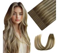 Youngsmile Invisible Tape Extension - Extensiones de cabello humano (50 g, 55 cm, color 3/8/22)