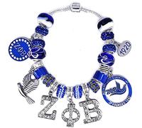 Youngsome Delicada pulsera de cuentas de cristal ZETA de la sociedad de hermandad de imitación azul con agujero grande, 21 cm, 1, cristal