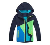 YoungSoul Chaqueta Impermeable para Niños Cortavientos Niña con Capucha y Colour Block Rompevientos Deportiva Primavera Otoño Azul Oscuro 12-13 años/Talla 160