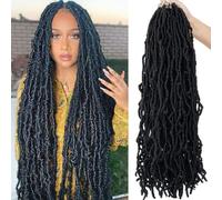 Youngther New Faux Locs Crochet Hair 24 inch 7 Packs Soft Crochet Locs For Natural Butterfly Locs Style - Pre Looped Goddess Locs Crocher Hair For Balck Women Synthetic Braiding Hair Extensions