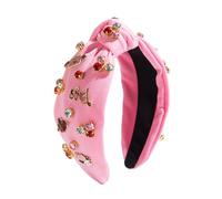 Youngwier Diadema con diamantes de imitación, Diadema del día de San Valentín,Diadema ancha anudada con joyas y diamantes de imitación en forma de corazón | Diadema ancha con nudo y de diamantes de