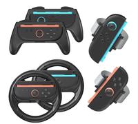 Younik - Paquete de 2 accesorios 6 en 1 con 2 volantes, 2 agarres J-con y 2 correas de muñeca para NS Switch 2 (2025), accesorios de juego para reuniones familiares y amigos