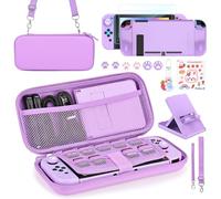 Younik Paquete de Accesorios para Switch, 17 en 1 Kit de Accesorios Incluye Funda de Transporte para Switch, Soporte Ajustable, Funda Protectora para la Consola Switch y J-con