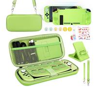 Younik Paquete de Accesorios para Switch, 17 en 1 Kit de Accesorios Incluye Funda de Transporte para Switch, Soporte Ajustable, Funda Protectora para la Consola Switch y J-con(Verde)