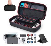 Younik Paquete de Accesorios para Switch OLED, 16 en 1 Kit de Accesorios Incluye una Funda de Transporte para Switch OLED, Funda Protectora para la Consola y J-con, una Funda para Juegos de la Switch