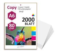 younikat 2000 hojas de papel blanco de 80 g/m² en blanco I Papel para copias I Papel para recetas I DIN A6 I dv1418