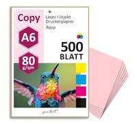 younikat 500 hojas de papel en blanco de 80 g/m² en color rosa I Papel de copia I Papel de recetas I DIN A6 I dv1448