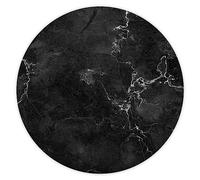 younikat Alfombrilla de ratón Aspecto mármol I Ø 22 cm Redonda I Alfombrilla tamaño estándar, Antideslizante I Simple Moderno I Aspecto Piedra Granito Negro Blanco I dv335