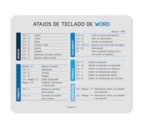 younikat Alfombrilla de ratón con atajos de Word Español | 24 x 19 cm | Alfombrilla de tamaño estándar | Impresión de Calidad sobre Caucho Celular | Antideslizante y fácil de Limpiar | you0055