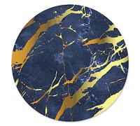 younikat Alfombrilla para ratón Mármol | Ø 22 cm Redonda | Oro Azul en tamaño estándar, Antideslizante | Sencilla Moderna | Aspecto Piedra Granito | dv_688