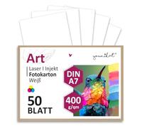 younikat set de 50 cartulinas en blanco para manualidades | DIN A7-400 g | DIY | tarjeta para personalizar, crear, pintar y escribir | para scrapbooking y mucho más | blanco | dv1005