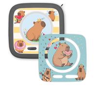 younikat Toniebox 2 Protector de pantalla - 2 piezas adhesivas ajustadas - Protección resistente a arañazos que se puede quitar sin dejar residuos | Capybara, cerdo de agua colorido | you0170