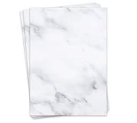 younikat you0142 - Juego de papel de carta con diseño de mármol, 25 hojas, 80 g/m², DIN A4, elegante papel de escritura, versátil, color blanco y gris