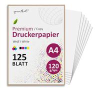 younikat You0202 - Papel para fotocopiadora en blanco, DIN A4, 120 g/m², imprimible, 125 hojas en blanco, corte de papel, para oficina, escuela, proyectos creativos, papel de recetas, color blanco