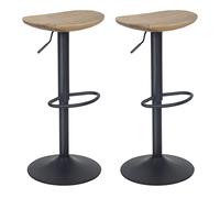 YOUNIKE - Taburete de Bar Ovalado para sillas Altas de Bar, Asiento de Isla Central, Cocina, Asiento de Bar, Lote de 2 Unidades, Estilo Vintage, Regulable, Giratorio, Color Madera