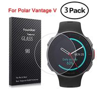 Youniker 3 Unidades Protector de Pantalla Compatible con Polar Vantage V Cristal Vidrio Templado para Polar V Smart Watch 9H Dureza Sin Burbujas
