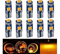 YOUNLEN 10 piezas T5 W3W 2721 27 37 286 PC74 bombilla LED, 12 V, 20 LM,0,7W, chips 3SMD 3030, para luz interior del coche, tablero de instrumentos, lámpara de repuesto (Amarillo)
