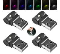 YOUNLEN 4 Piezas Luz Ambiental Interior del AutomóVil LED USB, Mini Luz Nocturna LED PortáTil [7 Colores Ajustables], Interfaz USB Enchufable, Juego De Luces Ambientales para El Maletero