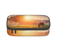 YounPrenG Estuche para lápices, Estuche para lápices Impreso de Gran Capacidad, Estuche para lápices, Estuche para lápices para Oficina y Escuela.Caballo al Atardecer