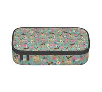 YounPrenG Estuche para lápices, Estuche para lápices Impreso de Gran Capacidad, Estuche para lápices, Estuche para lápices para Oficina y Escuela.Border Terrier Florales Raza De Perro Azul