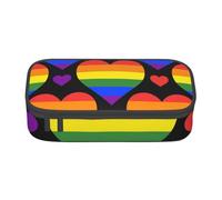 YounPrenG Estuche para lápices, Estuche para lápices Impreso de Gran Capacidad, Estuche para lápices, Estuche para lápices para Oficina y Escuela.Bandera del Orgullo Gay de Corazones del Arco Iris