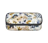 YounPrenG Estuche para lápices, Estuche para lápices Impreso de Gran Capacidad, Estuche para lápices, Estuche para lápices para Oficina y Escuela.Mostaza Azul Floral
