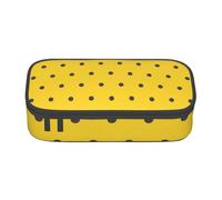 YounPrenG Estuche para lápices, Estuche para lápices Impreso de Gran Capacidad, Estuche para lápices, Estuche para lápices para Oficina y Escuela.Lunares Negros sobre Fondo Amarillo
