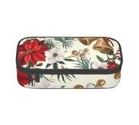 YounPrenG Estuche para lápices, Estuche para lápices Impreso de Gran Capacidad, Estuche para lápices, Estuche para lápices para Oficina y Escuela.Campana navideña Floral con flor de Pascua navideña