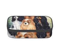 YounPrenG Estuche para lápices, Estuche para lápices Impreso de Gran Capacidad, Estuche para lápices, Estuche para lápices para Oficina y Escuela.Negro Dorado Cavalier King Charles Spaniel