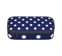 YounPrenG Estuche para lápices, Estuche para lápices Impreso de Gran Capacidad, Estuche para lápices, Estuche para lápices para Oficina y Escuela.A Lunares Azul Marino