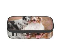 YounPrenG Estuche para lápices, Estuche para lápices Impreso de Gran Capacidad, Estuche para lápices, Estuche para lápices para Oficina y Escuela.Dos Border Collie Pastor Australiano