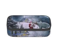 YounPrenG Estuche para lápices, Estuche para lápices Impreso de Gran Capacidad, Estuche para lápices, Estuche para lápices para Oficina y Escuela.Navidad Invierno Santa Imprimir