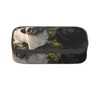 YounPrenG Estuche para lápices, Estuche para lápices Impreso de Gran Capacidad, Estuche para lápices, Estuche para lápices para Oficina y Escuela.Perro Pug Blanco Y Negro