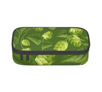 YounPrenG Estuche para lápices, Estuche para lápices Impreso de Gran Capacidad, Estuche para lápices, Estuche para lápices para Oficina y Escuela.Patrón de Hojas y lúpulo Verde