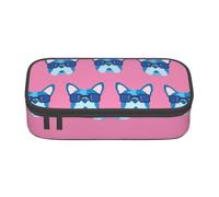 YounPrenG Estuche para lápices, Estuche para lápices Impreso de Gran Capacidad, Estuche para lápices, Estuche para lápices para Oficina y Escuela.Bulldog Francés con Gafas