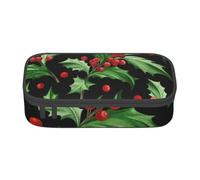 YounPrenG Estuche para lápices, Estuche para lápices Impreso de Gran Capacidad, Estuche para lápices, Estuche para lápices para Oficina y Escuela.feliz Navidad Acebo