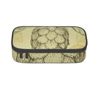 YounPrenG Estuche para lápices, Estuche para lápices Impreso de Gran Capacidad, Estuche para lápices, Estuche para lápices para Oficina y Escuela.Vintage Retro Línea Cerveza Hop Cono Hojas
