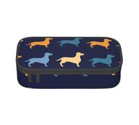 YounPrenG Estuche para lápices, Estuche para lápices Impreso de Gran Capacidad, Estuche para lápices, Estuche para lápices para Oficina y Escuela.Perro Salchicha Azul Naranja