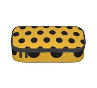 YounPrenG Estuche para lápices, Estuche para lápices Impreso de Gran Capacidad, Estuche para lápices, Estuche para lápices para Oficina y Escuela.Lunares Negros sobre Amarillo Estampado