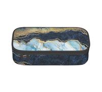 YounPrenG Estuche para lápices, Estuche para lápices Impreso de Gran Capacidad, Estuche para lápices, Estuche para lápices para Oficina y Escuela.Pintura Abstracta Brillo Dorado Mármol Azul