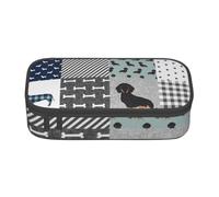 YounPrenG Estuche para lápices, Estuche para lápices Impreso de Gran Capacidad, Estuche para lápices, Estuche para lápices para Oficina y Escuela.Dachshund Mascota Raza de Perro Silueta Negro y Fuego