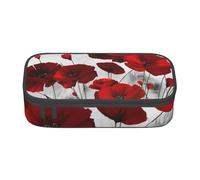 YounPrenG Estuche para lápices, Estuche para lápices Impreso de Gran Capacidad, Estuche para lápices, Estuche para lápices para Oficina y Escuela.Estampados de Flores de Amapola roja