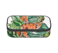 YounPrenG Estuche para lápices, Estuche para lápices Impreso de Gran Capacidad, Estuche para lápices, Estuche para lápices para Oficina y Escuela.Hojas Tropicales botánicas del Tigre