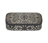 YounPrenG Estuche para lápices, Estuche para lápices Impreso de Gran Capacidad, Estuche para lápices, Estuche para lápices para Oficina y Escuela.Mandala Oro Blanco sobre Gris Oscuro