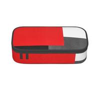 YounPrenG Estuche para lápices, Estuche para lápices Impreso de Gran Capacidad, Estuche para lápices, Estuche para lápices para Oficina y Escuela.Bloque Geométrico Rojo Gris Blanco Y Negro