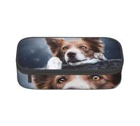 YounPrenG Estuche para lápices, Estuche para lápices Impreso de Gran Capacidad, Estuche para lápices, Estuche para lápices para Oficina y Escuela.Dios Bokeh Border Collie Marrón con Ojos Amarillos