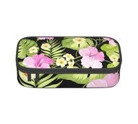 YounPrenG Estuche para lápices, Estuche para lápices Impreso de Gran Capacidad, Estuche para lápices, Estuche para lápices para Oficina y Escuela.Flores Rosas Tropicales y Palmeras de la Selva