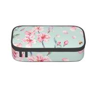 YounPrenG Estuche para lápices, Estuche para lápices Impreso de Gran Capacidad, Estuche para lápices, Estuche para lápices para Oficina y Escuela.Rosa Cerezo Flor Verde Azulado Primavera